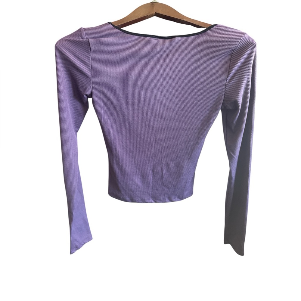 Just Polly Women’s XS NWT Long Sleeve O Ring Ribbed Long Sleeve T-Shirt with Bow - Picture 2 of 2